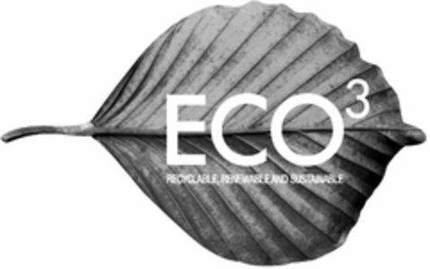 ECO3 RECYCLABLE, RENEWABLE AND SUSTAINABLE Logo (USPTO, 29.08.2013)