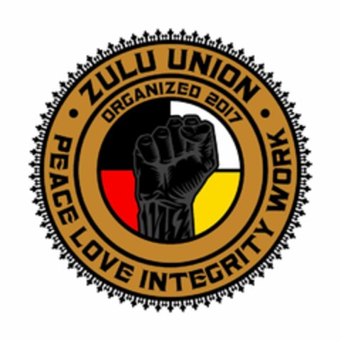 · ZULU UNION · PEACE LOVE INTEGRITY WORK ORGANIZED 2017 Logo (USPTO, 26.05.2017)