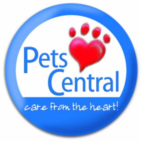 PETS CENTRAL CARE FROM THE HEART! Logo (USPTO, 22.12.2011)