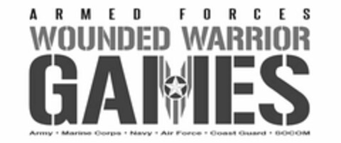 ARMED FORCES WOUNDED WARRIOR GAMES ARMY · MARINE CORPS · NAVY ·AIR FORCE · COAST GUARD · SOCOM Logo (USPTO, 15.06.2016)