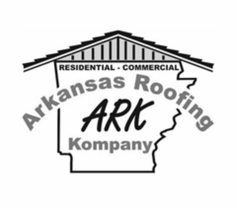ARK ARKANSAS ROOFING KOMPANY RESIDENTIAL - COMMERCIAL Logo (USPTO, 26.07.2016)