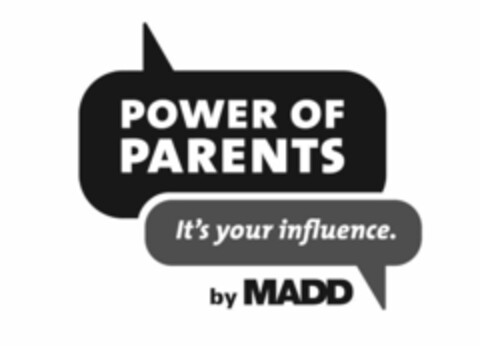 POWER OF PARENTS IT'S YOUR INFLUENCE. BY MADD Logo (USPTO, 25.08.2009)