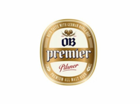 RICH TASTE WITH GERMAN NOBLE HOP PREMIUM ALL MALT BEER SINCE 1933 OB PREMIER PILSNER Logo (USPTO, 07/13/2017)