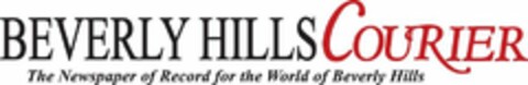 BEVERLY HILLS COURIER THE NEWSPAPER OF RECORD FOR THE WORLD OF BEVERLY HILLS Logo (USPTO, 09.08.2018)