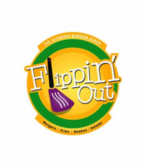 FLIPPIN' OUT THE ULTIMATE BURGER DINER BURGERS FRIES SHAKES SALADS Logo (USPTO, 25.09.2009)