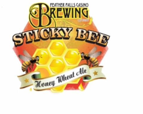 FEATHER FALLS CASINO BREWING COMPANY STICKY BEE HONEY WHEAT ALE Logo (USPTO, 05/02/2014)