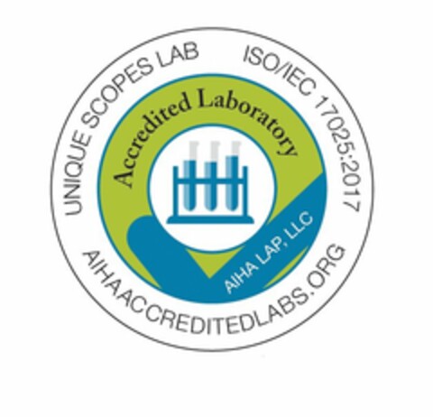 UNIQUE SCOPES LAB ISO/IEC 17025:2017 AIHA ACCREDITEDLABS.ORG ACCREDITED LABORATORY AIHA LAP, LLC Logo (USPTO, 23.03.2017)