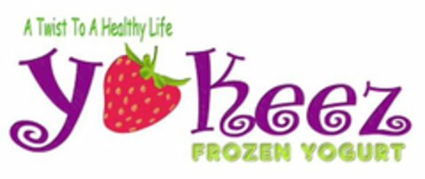 YOKEEZ FROZEN YOGURT A TWIST TO A HEALTHY LIFE Logo (USPTO, 17.02.2012)