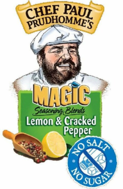 CHEF PAUL PRUDHOMME'S MAGIC SEASONING BLENDS LEMON & CRACKED PEPPER NO SALT NO SUGAR Logo (USPTO, 18.04.2012)