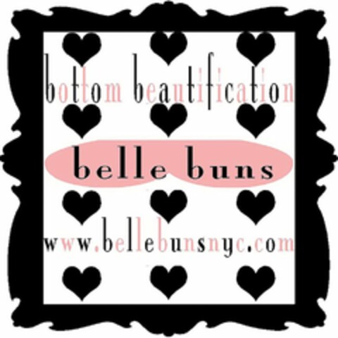 BOTTOM BEAUTIFICATION BELLE BUNS WWW.BELLEBUNSNYC.COM Logo (USPTO, 05/01/2014)