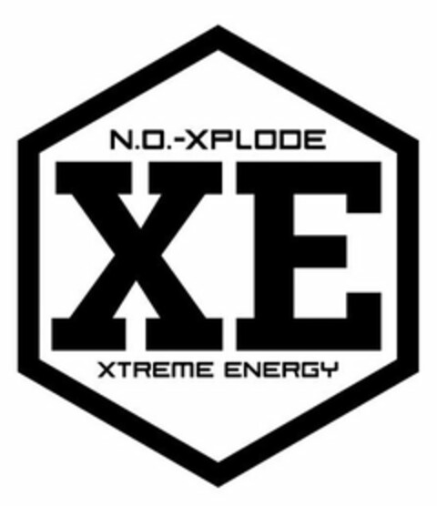 N.O.-XPLODE XE XTREME ENERGY Logo (USPTO, 23.11.2015)