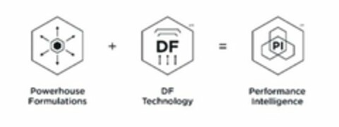 POWERHOUSE FORMULATIONS + DF DF TECHNOLOGY = PI PERFORMANCE INTELLIGENCE Logo (USPTO, 14.05.2019)
