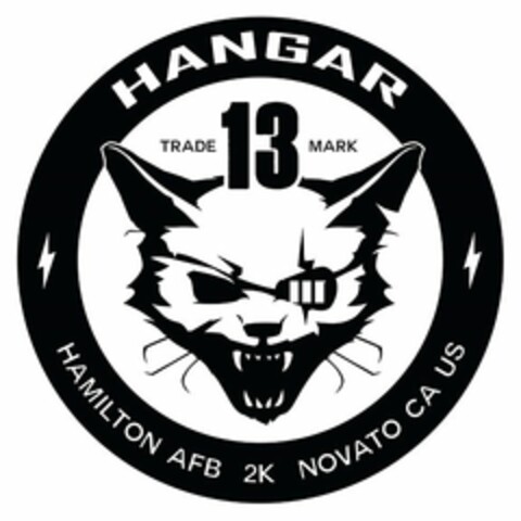 HANGAR 13 TRADE MARK HAMILTON AFB 2K NOVATO CA US Logo (USPTO, 10/06/2015)