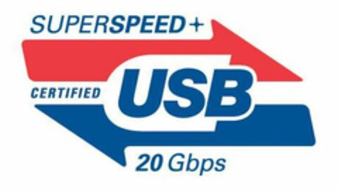 SUPERSPEED+ CERTIFIED USB 20 GBPS Logo (USPTO, 07.08.2019)