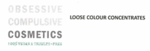 OBSESSIVE COMPULSIVE COSMETICS, 100% VEGAN & CRUELTY-FREE, LOOSE COLOUR CONCENTRATES Logo (USPTO, 13.10.2012)