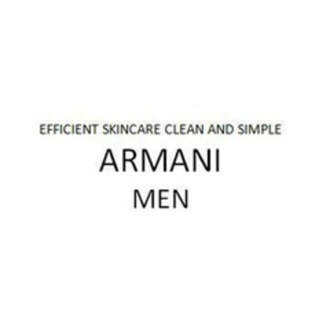 EFFICIENT SKINCARE CLEAN AND SIMPLE ARMANI MEN Logo (USPTO, 05.12.2017)