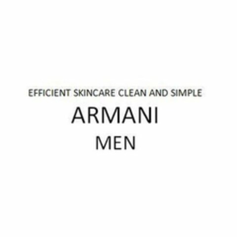 EFFICIENT SKINCARE CLEAN AND SIMPLE ARMANI MEN Logo (USPTO, 12/05/2017)