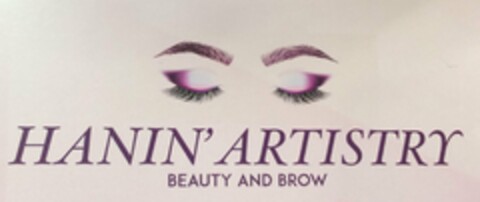 HANIN' ARTISTRY BEAUTY AND BROW. NO CLAIM IS MADE TO THE EXCLUSIVE RIGHT TO USE "ARTISTRY BEAUTY AND BROW" APART FROM THE MARK AS SHOWN. Logo (USPTO, 06.09.2018)