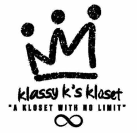 KLASSY K'S KLOSET "A KLOSET WITH NO LIMIT" Logo (USPTO, 30.07.2020)