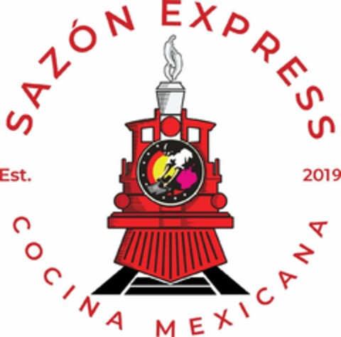 SAZÓN EXPRESS COCINA MEXICANA EST. 2019 Logo (USPTO, 01/06/2020)