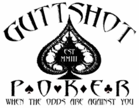 GUTTSHOT P O K E R WHEN THE ODDS ARE AGAINST YOU EST MMIII Logo (USPTO, 11/18/2010)