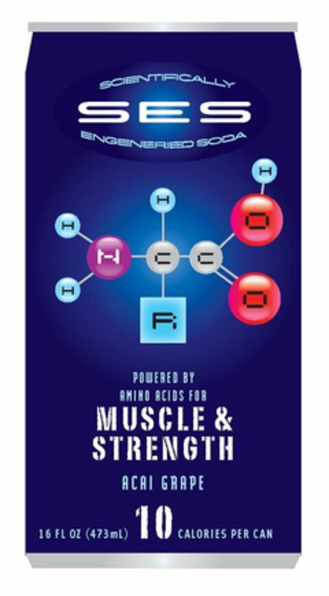 SCIENTIFICALLY SES ENGINEERED SODA NHHCHRCOOH POWERED BY AMINO ACIDS FOR MUSCLE & STRENGTH ACAI GRAPE Logo (USPTO, 20.06.2011)