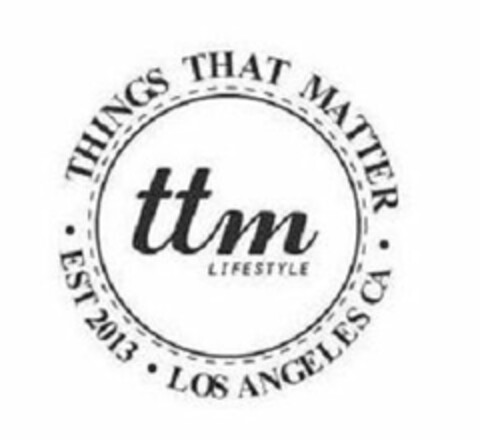 · THINGS THAT MATTER · TTM LIFESTYLE EST 2013 LOS ANGELES CA Logo (USPTO, 01/24/2017)