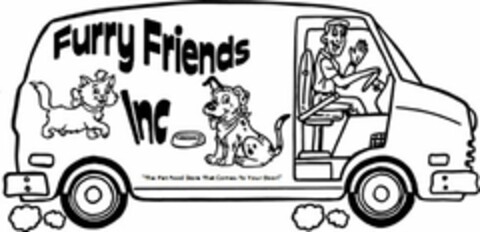 FURRY FRIENDS INC "THE PET FOOD STORE THAT COMES TO YOUR DOOR!" Logo (USPTO, 27.08.2010)