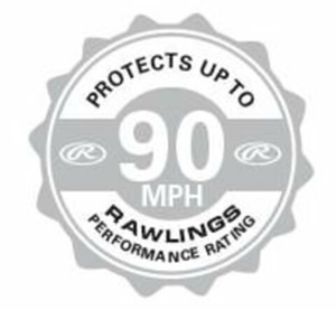 PROTECTS UP TO 90 MPH RAWLINGS PERFORMANCE RATING R Logo (USPTO, 07/17/2012)