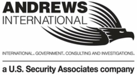 ANDREWS INTERNATIONAL. INTERNATIONAL. GOVERNMENT. CONSULTING AND INVESTIGATIONS. A U.S. SECURITY ASSOCIATES COMPANY Logo (USPTO, 19.09.2017)
