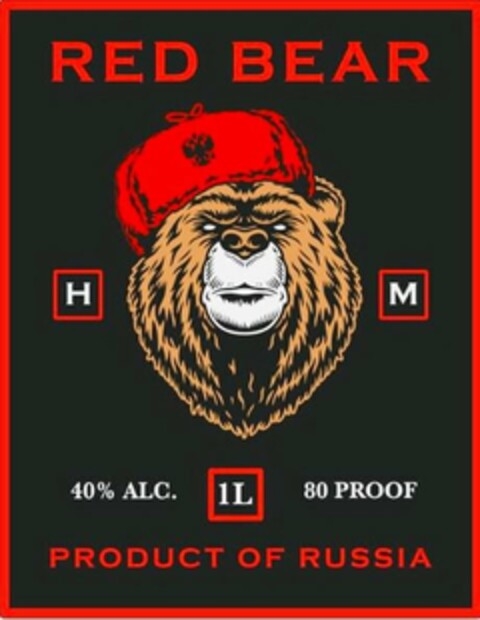 RED BEAR H M 40% ALC. 1L 80 PROOF PRODUCT OF RUSSIA Logo (USPTO, 02/25/2020)