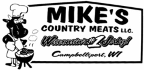 MIKE'S COUNTRY MEATS LLC. WISCONSIN'S #1 JERKY! CAMPSBELLSPORT, WI Logo (USPTO, 19.04.2010)