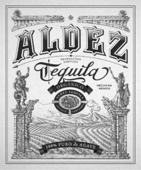 ALDEZ TEQUILA PRODUCCION LIMITADA ORGÁNICO ALDEZ TEQUILA JALISCO LOWLANDS 777 100% PURO DE AGAVE HECHO EN MEXICO Logo (USPTO, 02/16/2018)