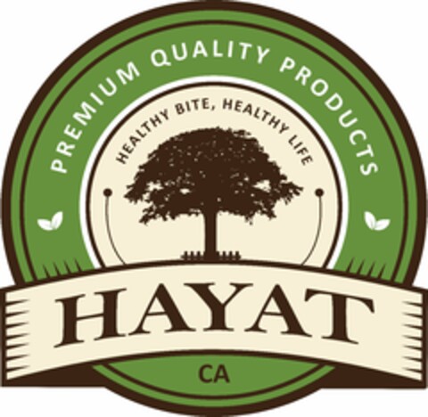 PREMIUM QUALITY PRODUCTS HEALTHY BITE, HEALTHY LIFE HAYAT CA Logo (USPTO, 08.06.2018)