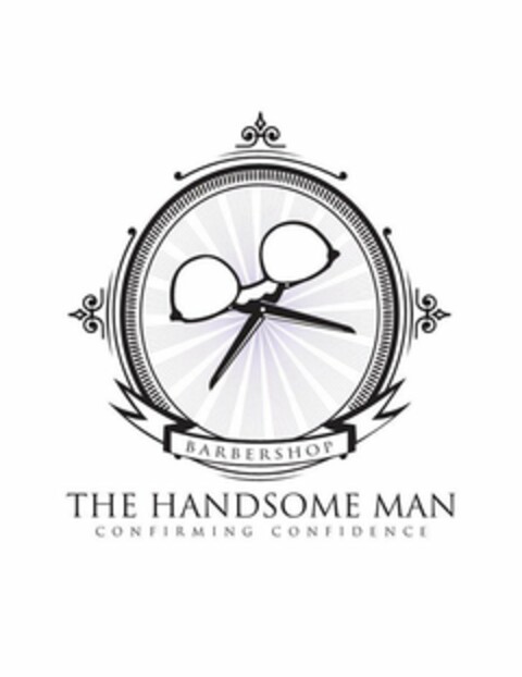 BARBERSHOP THE HANDSOME MAN CONFIRMING CONFIDENCE Logo (USPTO, 27.07.2018)