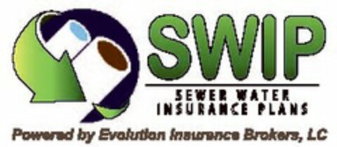 SWIP - SEWER WATER INSURANCE PLANS - POWERED BY EVOLUTION INSURANCE BROKERS, LC Logo (USPTO, 24.06.2015)