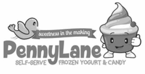 SWEETNESS IN THE MAKING PENNYLANE SELF-SERVE FROZEN YOGURT & CANDY Logo (USPTO, 22.10.2015)