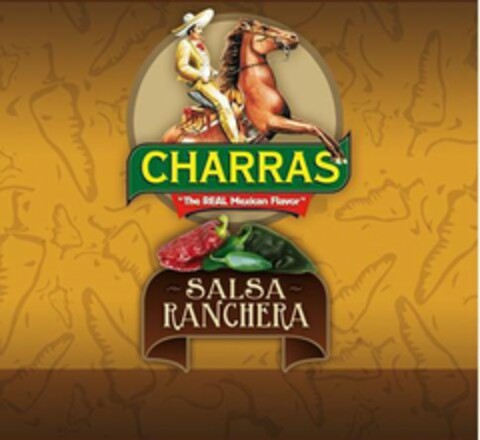 CHARRAS "THE REAL MEXICAN FLAVOR" SALSA RANCHERA Logo (USPTO, 05/04/2010)