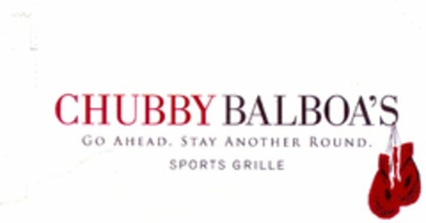 CHUBBY BALBOA'S GO AHEAD. STAY ANOTHER ROUND. SPORTS GRILLE Logo (USPTO, 05/05/2010)