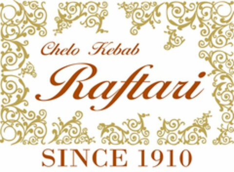 CHELO KEBAB RAFTARI SINCE 1910 Logo (USPTO, 07/31/2012)