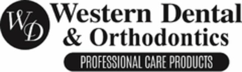 WD WESTERN DENTAL & ORTHODONTICS PROFESSIONAL CARE PRODUCTS Logo (USPTO, 08/02/2016)