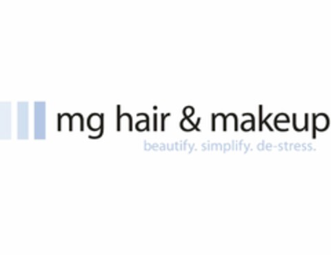 MG HAIR & MAKEUP BEAUTY.SIMPLIFY. DE-STRESS. Logo (USPTO, 07.01.2019)