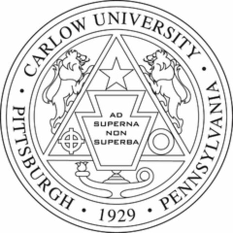 CARLOW UNIVERSITY PITTSBURGH · 1929 · PENNSYLVANIA AD SUPERNA NON SUPERBA Logo (USPTO, 11.07.2014)