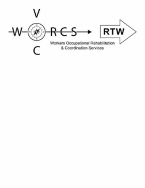 VOC WORCS RTW WORKERS OCCUPATIONAL REHABILITATION & COORDINATION SERVICES Logo (USPTO, 04/03/2019)