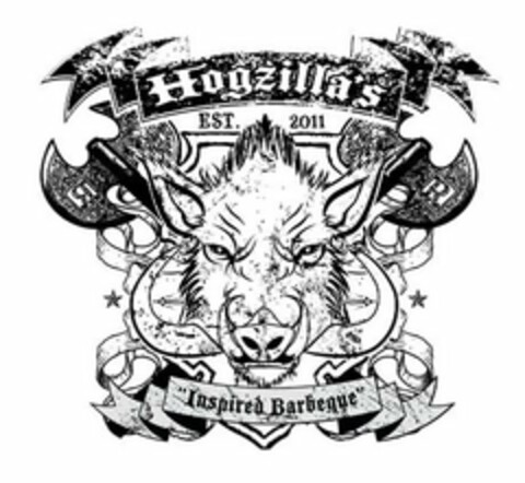 HOGZILLA'S EST. 2011 "INSPIRED BARBEQUE" Logo (USPTO, 09.11.2011)