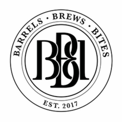 BARRELS · BREWS · BITES EST. 2017 BBB Logo (USPTO, 01.05.2018)