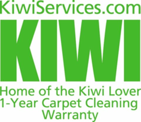 KIWISERVICES.COM KIWI HOME OF THE KIWI LOVER 1-YEAR CARPET CLEANING WARRANTY Logo (USPTO, 04/13/2011)