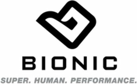 B BIONIC SUPER. HUMAN. PERFORMANCE. Logo (USPTO, 04.04.2012)