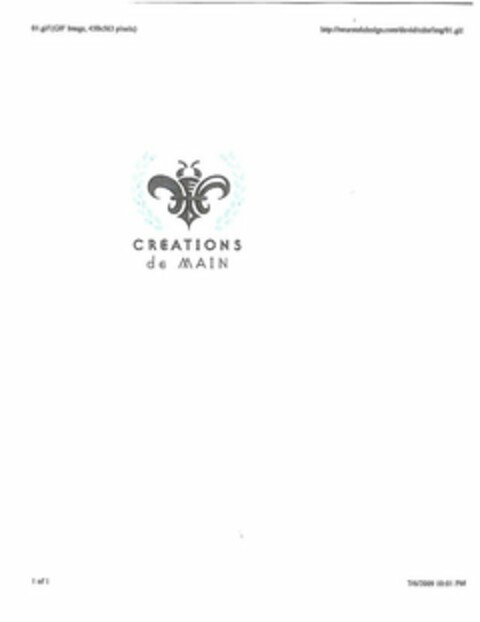 CREATIONS DE MAIN Logo (USPTO, 10.08.2009)