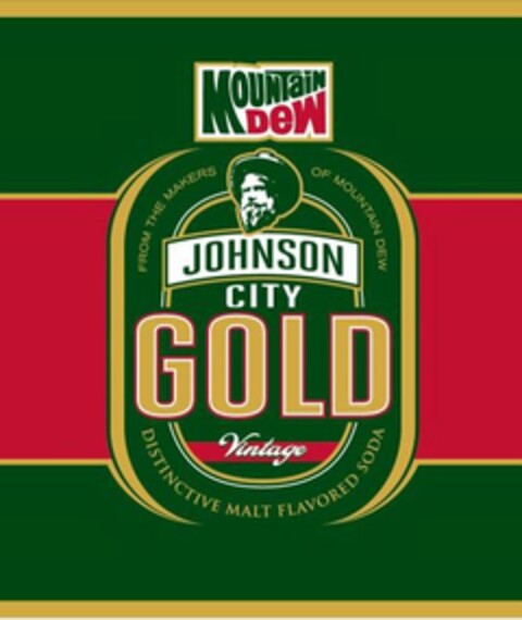 MOUNTAIN DEW JOHNSON CITY GOLD VINTAGE FROM THE MAKERS OF MOUNTAIN DEW DISTINCTIVE MALT FLAVORED SODA Logo (USPTO, 03/05/2012)